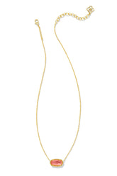 ELISA PENDANT NECKLACE GOLD CORAL PINK MOTHER OF PEARL ïżĵ