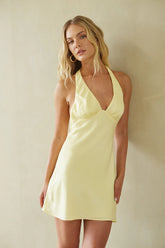 Dev Satin Halter Mini Dress