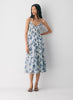 Chiffon tiered V-neck midi dress with floral patternâ lt birch/ admiral