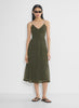 Chiffon tiered V-neck midi dressâ dark olive