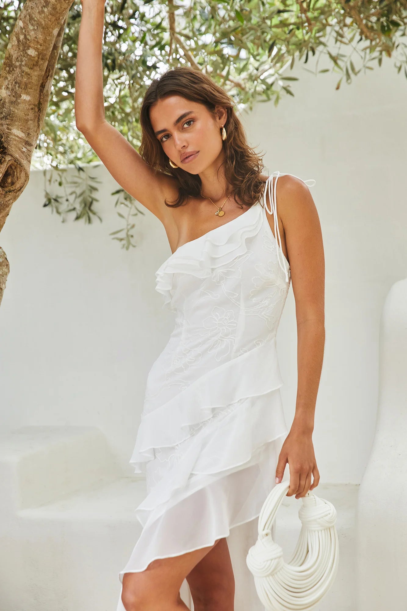 Ocean Melody Midi Dress White